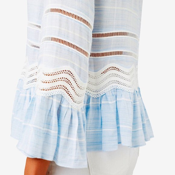 SEED HERITAGE Check Trim Frill Top Blouse - Picture 3 of 12